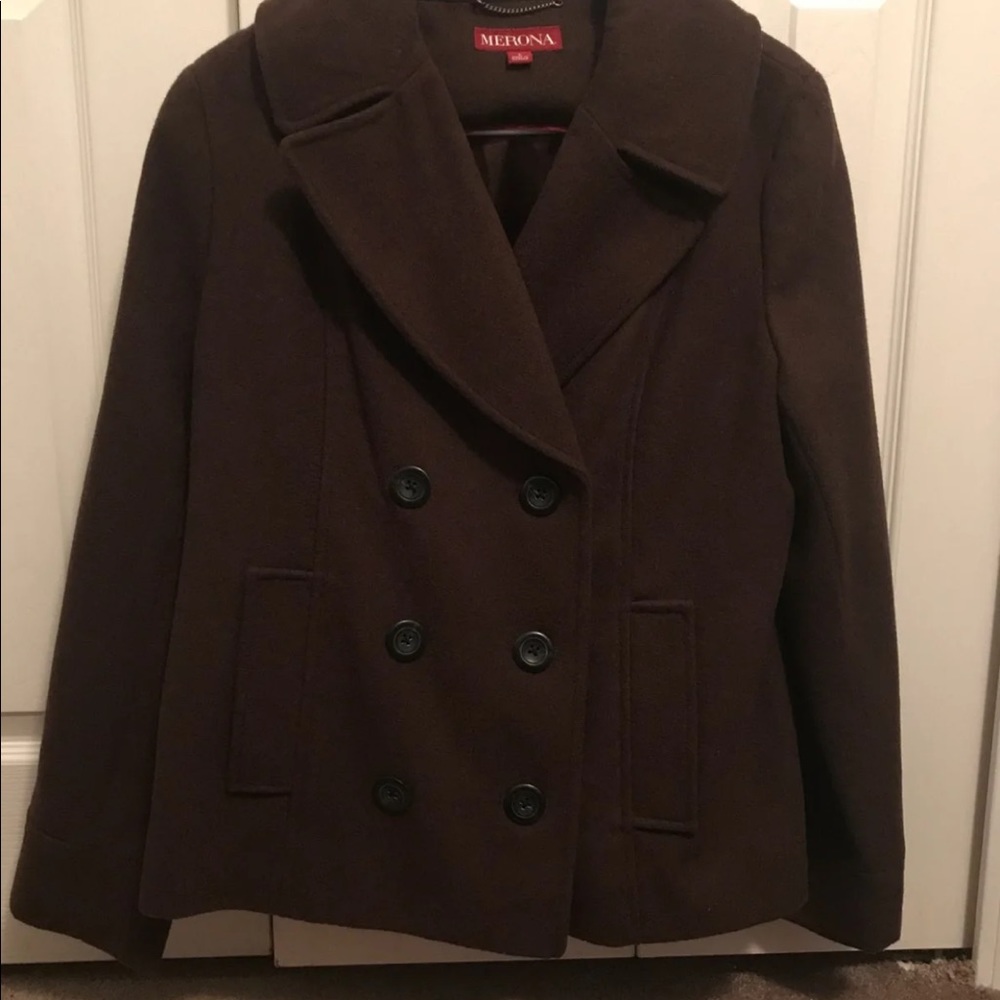 Brown merona pea coat